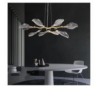 LXYST Chandeliers, Post- Chandelier Above Dining Table Luxury Living Room French Resin Leaf Ceiling Pendant Lamp Kitchen Bedroom(Changeable,L150CM)
