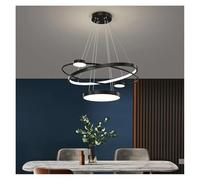 LXYST Chandeliers, Restaurant Chandelier Light Luxury Ring Crystal Warm Creative Dining Table Lamp Nordic Bedroom Lamps(Noir,Cake-D60cm)