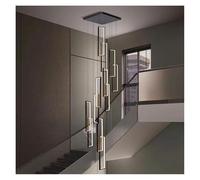 LXYST Chandeliers, Stair Long Chandelier Geometry Villa Duplex Pendant Lamps Luster Nordic Luxury Loft Stairwell Hanging Light Fixture(White Light(6000K),Type B 60cm-6 Lights)