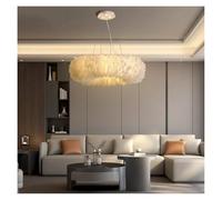LXYST Chandeliers, White Feather Pendant Light with Included Chandelier for The Children's Living Room Decor Droplight(70cm)