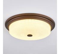 LXYST Classical Decorative Striped Glass Shade Lights Iron Lamp Body Flush Mount Light Atmosphere Ceiling Chandelier Flat Round Lighting Fixture/48Cm