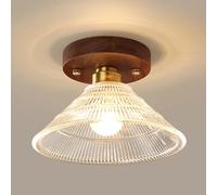 LXYST Clear Glass Hallway Light Nordic Creativity Walnut Kitchen Ceiling Mount Lamp Retro Style Bedroom Chandelier for Bathroom Porch Aisle Stairs Balcony Entrance Hall/C