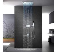 LXYST Concealed Faucet LED400*400 Two-Function Top Spray Full Copper Canopy and Cold Shower Set Fixed Showerheads
