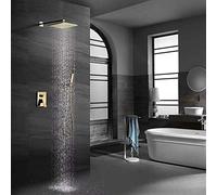 LXYST Concealed Set Handheld System In-Wall Pre-Embedded Box Shower Metal Brushed Gold 2 Function Fixed Showerheads