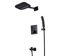 LXYST Concealed Thermostatic Set Black Waterfall Flower Sprinkle Head Mixer Shower System