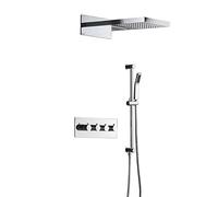 LXYST Concealed Thermostatic Set Three-Function in-Wall Flying Rain Top Spray Copper Shower Beautiful Practical