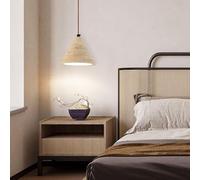 LXYST Conical Marble Retro Industrial Pendant Light with Natural Yellow Cave Stone Hanging Lamp, Ceiling Chandelier