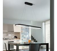 LXYST Contemporary Linear Chandelier with Remote,Acrylic LED Hanging Light Fixture for Dining Room, Dimmable Pendant Kitchen Island-Black 70x20cm(28x8inch)