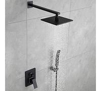 LXYST Copper Black Concealed Hotel Set Square Top Spray Wall-Mounted Two-Function Pre-Embedded Shower Mixer Beautiful Practical