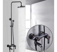 LXYST Copper European-Style Electroplated Metal Black Head Household Hot and Cold Water Four-Speed Shower Bathroom Set Beautiful Practical