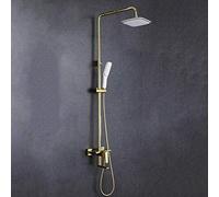LXYST Copper Metal Wire Drawing White Gold Bathroom Set The Lift Lever 3 Function Handheld Shower Supercharging System with Square Top Spray Faucet Beautiful Practical
