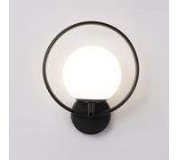 LXYST Creative Black/Gold Style Indoor Rust Proof Iron Spherical Glass Lamp Shade Mount Lighting Wall Lantern Suitable for Dresser/Bed (Dark2)