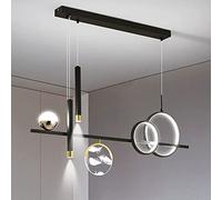LXYST Creative Chandelier Ceiling with Spotlight Rectangular Dining Table Pendent Kitchen Living Room Led Lamp, Indoor Hanging Lighting Fixtures/Black White Light