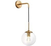 LXYST Creative Nordic Globe Industrial Wall Lamp, 1 Adjustable Round Glass Chandelier to Install Reading Light, Used in Bathroom, Corridor, Staircase, Bedroom/Smoky Gra