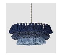 LXYST Creative Personality Weaving Tassel Chandelier Adjustable Height Decorative Pendant Light for Restaurant Bedroom Dining Room Suspension Lamp (Color Blue, Size : 30cm)