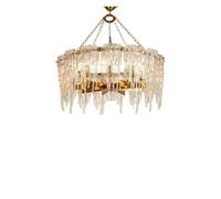 LXYST Crystal American Glazed Lamps and Lanterns Clubhouse Villa Living Room Copper LED Ceiling Chandelier