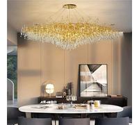 LXYST Crystal Branch Chandelier Rectangular Gold Pendant Light Large Hanging Fixture for Entryway Dining Bedroom Living Room Home Decor