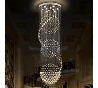 LXYST Crystal Entrence, LED Pendan Lighting High Ceiling,G10 Stainless Steel Base with Color Temperature,Long Chandelier for Villa,Stair,Foyer, 5 light/40