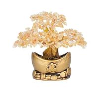 LXYST Crystal Home Desk Fortune Ornament, Amethyst Citrine Money Tree Decoration Feng Shui Gem Tree(Beige)