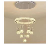 LXYST Crystal Led Pendant Light Home Decor Living Dining Room Chandelier Lighting Bedroom Hanging Lamp Luminaire(RC dimmable,7 Lights)