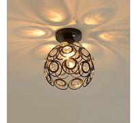 LXYST Crystal Light Close to Lamp Globe Hallway Lights, Indoor Semi Flush Mount Ceiling Lighting Fixtures for Entryway Bedroom Closet Foyer Hall/Svart
