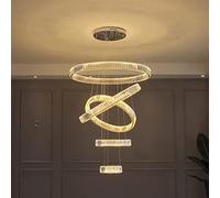 LXYST Crystal Luxury Living Room Villa Hall Ring Light Staircase,Wide Application,Warm-D20 80 100cm
