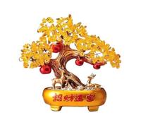 LXYST Crystal Money Citrine Fortune Tree Ornaments, Home Attracting Wealth Prosperity Table Decoration Feng Shui Gem Tree(Gold)