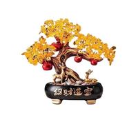 LXYST Crystal Money Citrine Fortune Tree Ornaments, Home Attracting Wealth Prosperity Table Decoration Feng Shui Gem Tree(Black)