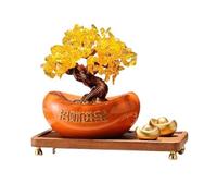 LXYST Crystal Money Fortune Tree, Citrine Attracting Ornaments, Home Wealth Prosperity Table Decoration Feng Shui Gem Tree(Orange)