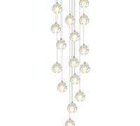 LXYST Crystal Staircase Villa, Long Chandelier for High Ceiling,Mid Century Raindrop Pendant Adjustable Height,Stainless Steel Base,G4,Ceiling Light, 16 L