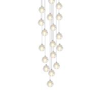 LXYST Crystal Staircase Villa, Long Chandelier for High Ceiling,Mid Century Raindrop Pendant Adjustable Height,Stainless Steel Base,G4,Ceiling Light, 18 L