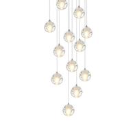 LXYST Crystal Staircase Villa, Long Chandelier for High Ceiling,Mid Century Raindrop Pendant Adjustable Height,Stainless Steel Base,G4,Ceiling Light, 12 L