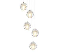 LXYST Crystal Staircase Villa, Long Chandelier for High Ceiling,Mid Century Raindrop Pendant Adjustable Height,Stainless Steel Base,G4,Ceiling Light, 5 Li