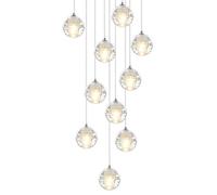 LXYST Crystal Staircase Villa, Long Chandelier for High Ceiling,Mid Century Raindrop Pendant Adjustable Height,Stainless Steel Base,G4,Ceiling Light, 10 L