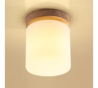 LXYST Cylindrical Solid Wood Dining Table Light Japanese Style Rustic Semi Hallway Flush Mount Ceiling Lamp Nordic Creativity Glass Bedroom Chandelier for Aisle Stairs