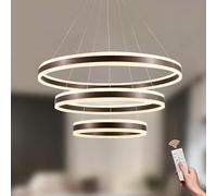 LXYST Dimmable 4-Ring Round Pendant Chandelier with Remote Adjustable Height Ceiling Light Fixture for Foyer Living Room Bedroom Kitchen Island (Ø20 80cm)