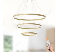 LXYST Dimmable 4-Ring Round Pendant Chandelier with Remote | Adjustable Height Ceiling Light for Foyer Living Room Bedroom Kitchen Island (Ø20 80cm)