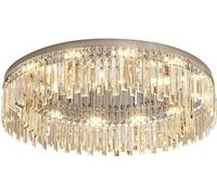 LXYST Dimmable LED Crystal Round Flush Mount Chandelier Ceiling Light 60W/80W for Bedroom, Dining Living Room, Foyer, Entryway, Hotels, 45cm