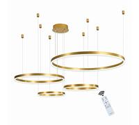 LXYST Dimmable Lighting Fixtures Ceiling Living Room, Ring Hanging Light, Table Pendant Lights Kitchen Island, s for Dining Room,Gold-20+40+60+80cm