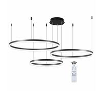 LXYST Dimmable Lighting Fixtures Ceiling Living Room, Ring Hanging Light, Table Pendant Lights Kitchen Island, s for Dining Room,Black-40+60+80cm