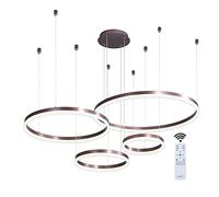 LXYST Dimmable Lighting Fixtures Ceiling Living Room, Ring Hanging Light, Table Pendant Lights Kitchen Island, s for Dining Room,Brown-20+40+60+80cm