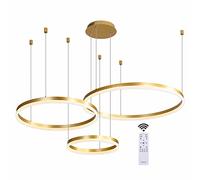 LXYST Dimmable Lighting Fixtures Ceiling Living Room, Ring Hanging Light, Table Pendant Lights Kitchen Island, s for Dining Room,Gold-40+60+80cm