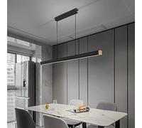 LXYST Dimmable Linear LED Chandelier for Kitchen Island,Contemporary Pendant Lighting Island Lights,Hanging Light Fixture Dining Room Living-Black 92x6cm(36x2inch)