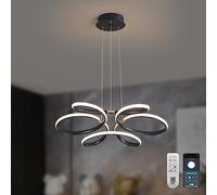 LXYST Dimmable Pendant with Remote, Flower Shape Chandelier, Adjustable Height Hanging Light Fixture for Living Dining Room Bedroom Kitchen Decorative Lamp (A Gold) (Color :