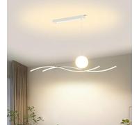 LXYST Dimmable Vintage Black Metal Linear Pendant Light with Creative Wave Ideal for Living Kitchen and Dining Room