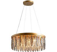 LXYST Dining LED Chandelier Round Kitchen Crystal Pendant Luxury Hanging Lighting Fixture for Foyer Living Room Entryway Gold 60x23cm,Hanging Light