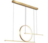 LXYST Dining Room Linear Pendant Light, Geometric Metal Strip Hanging Lights with Acrylic Shade, 40W LED Kitchen, Ceiling Chandelier
