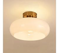 LXYST Dome Glass Lampd Metal Semi Flush Mount Ceiling Light Fixture Overhead Lights Lamps for Hallway Dining Room Aisle Lamp Corridor Chandelier/Blanc