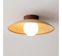 LXYST Dome Lamp Globe Semi Flush Mount Light 11.8″ Small Chandelier Wood Grain Finish Close to Ceiling Lights for Kitchen White Glass Shade