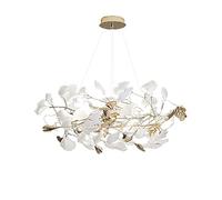 LXYST Elegant Ginkgo Biloba Blossom Chandelier for Living Room, Dining Room, Bedroom, and Hall - 60x40cm Golden Finish